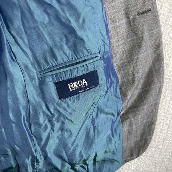 Arnold Brant Reda Super 120's Light Grey Blue Windowpane Blazer Jacket Read* - Picture 11 of 16